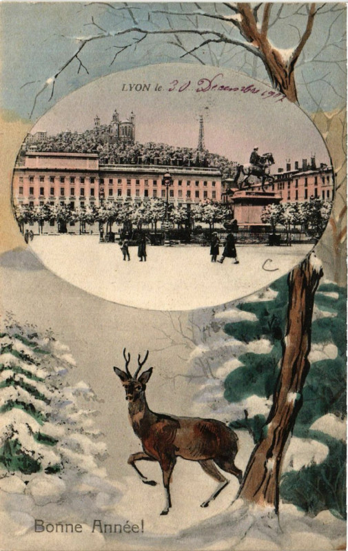 Carte postale ancienne Lyon Bonne Année à Lyon