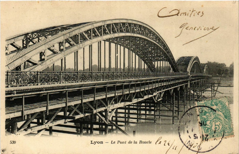 Carte postale ancienne Lyon Le Pont de la Boucle à Lyon