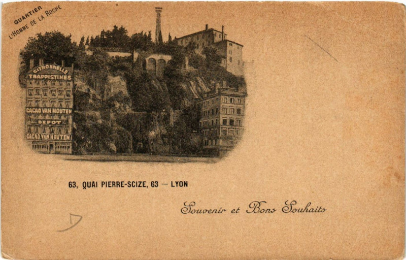 Carte postale ancienne Lyon Quai Pierre-Scize Quartier L'Homme de la Roche à Lyon