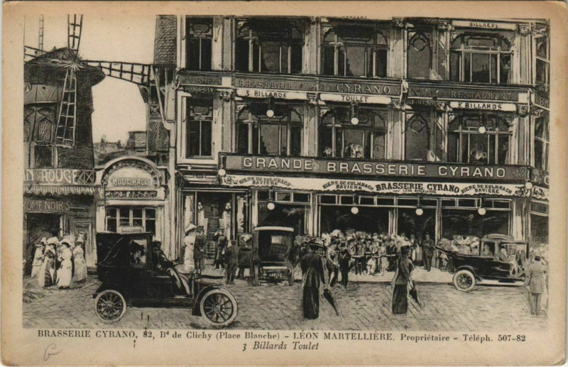 Carte postale ancienne Brasserie Cyrano -  82 boulevard de Clichy à Paris 18e