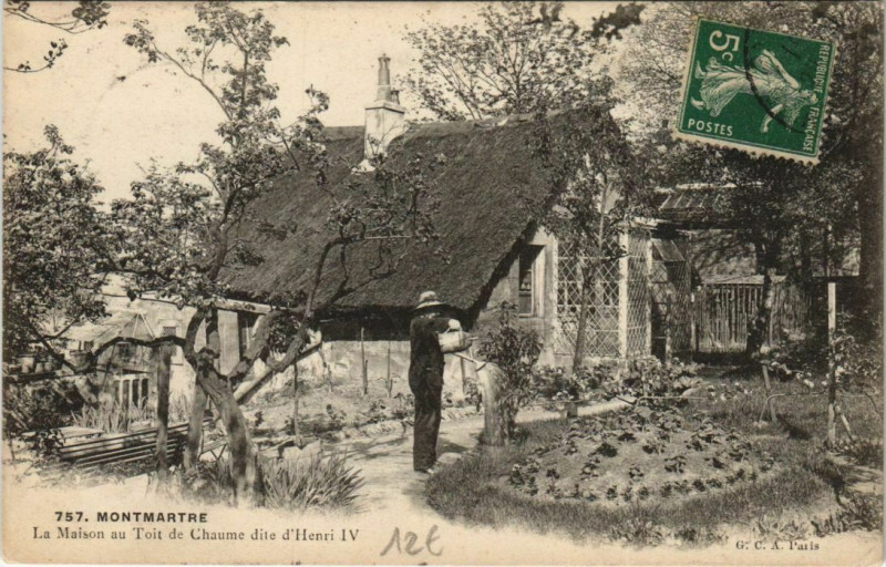 Carte postale ancienne Montmartre - La Maison au Toit de Chaume dite d'Henri IV à Paris 18e