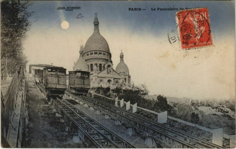 Carte postale ancienne Paris 18e Sacré-Coeur Funiculaire à Paris 18e