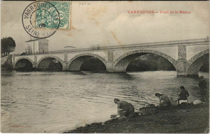 Carte postale ancienne Varreddes Pont de la marne à Varreddes