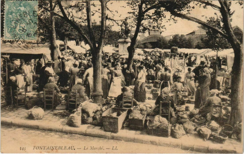 Carte postale ancienne Fontainebleau Le Marché à Fontainebleau