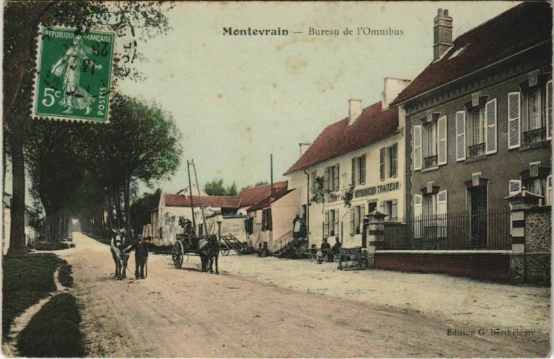 Carte postale ancienne Montevrain Bureau de l'omnibus