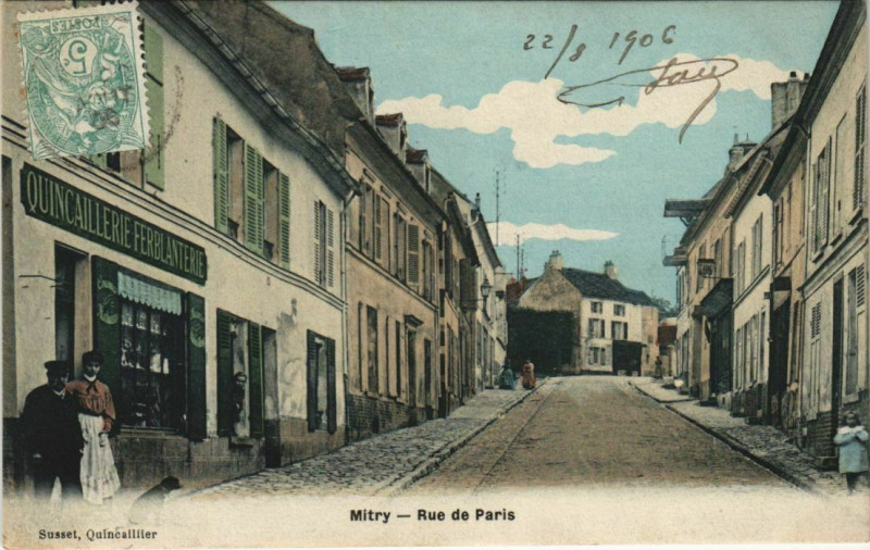 Carte postale ancienne Mitry Rue de paris