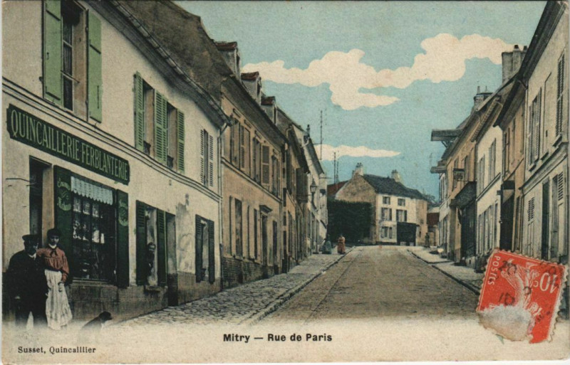 Carte postale ancienne Mitry Rue de paris