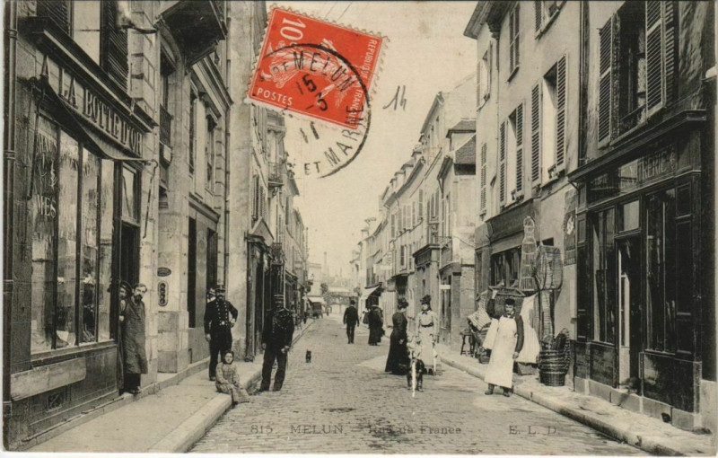Carte postale ancienne Melun Rue de France à Melun