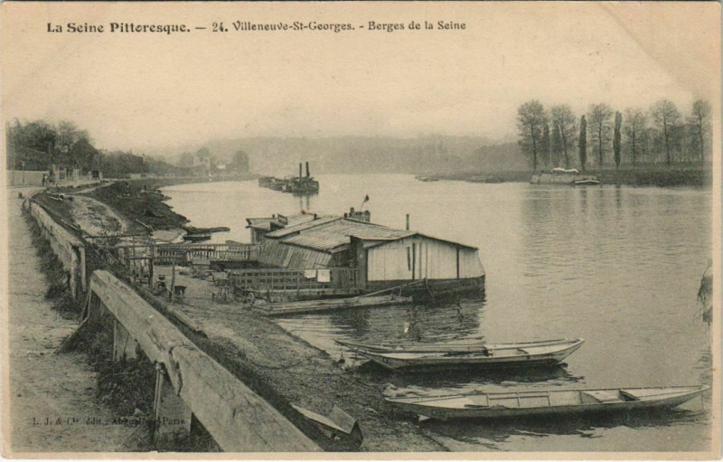 Carte postale ancienne La Seine Pittoresque Villeneuve-Saint-Georges 24. Berges de la Seine à Villeneuve-Saint-Georges