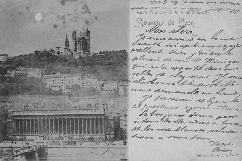 Carte postale ancienne Lyon Cpa Precurseur dans le gout Gruss Aus datée 1900 à Lyon