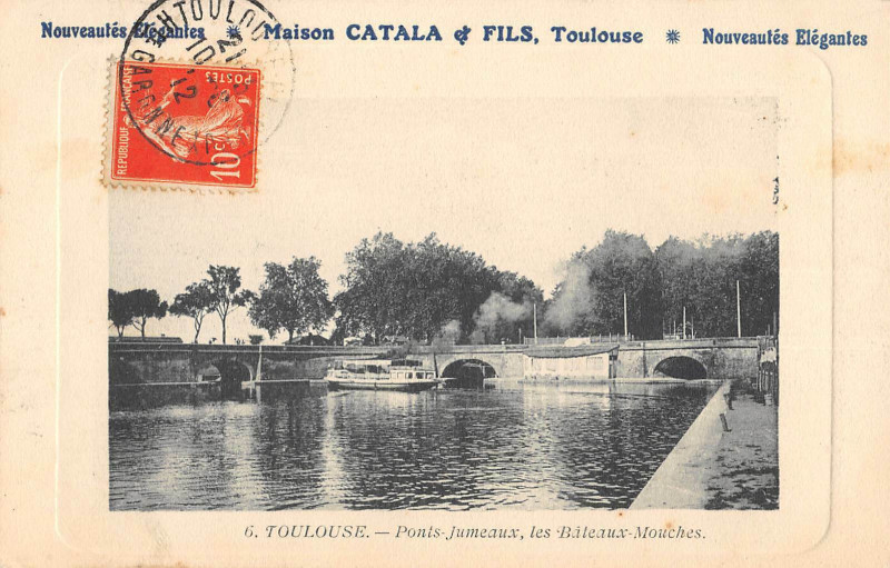 Carte postale ancienne Toulouse Ponts Jumeaux Les Bateaux Mouches à Toulouse