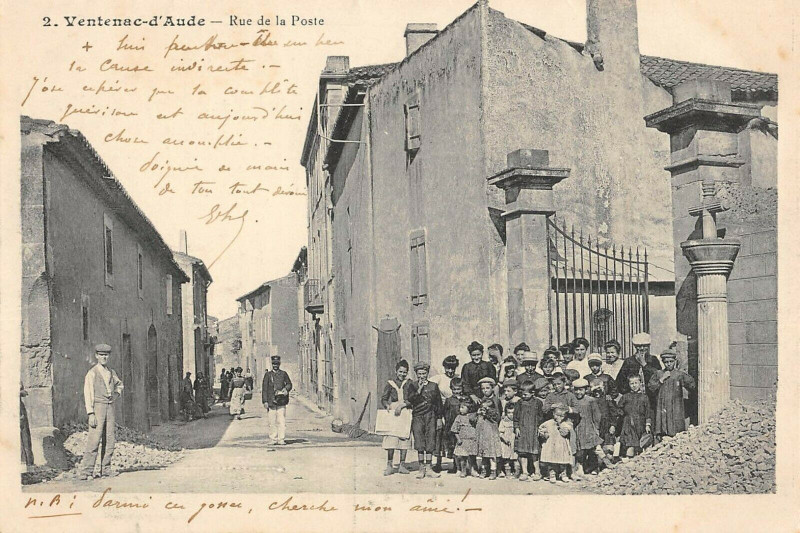 Carte postale ancienne Ventenac D'Aude Rue De La Poste
