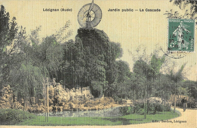 Carte postale ancienne Lezignan Jardin Public (cpa toilée