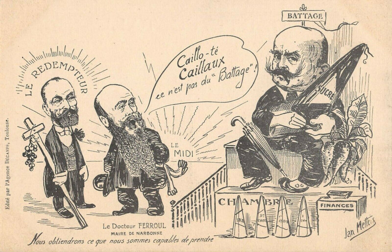 Carte postale ancienne Manifestation Viticole Le Docteur Ferroul Cpa Satirique
