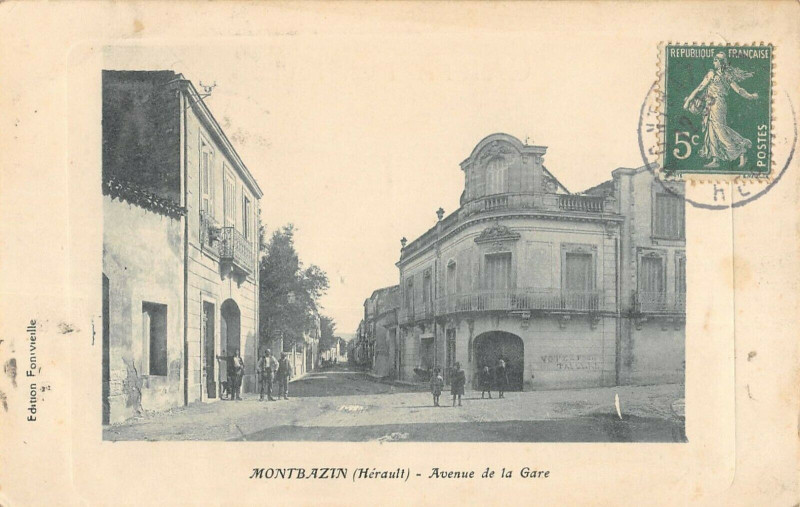 Carte postale ancienne Montbazin Avenue De La Gare à Montbazin