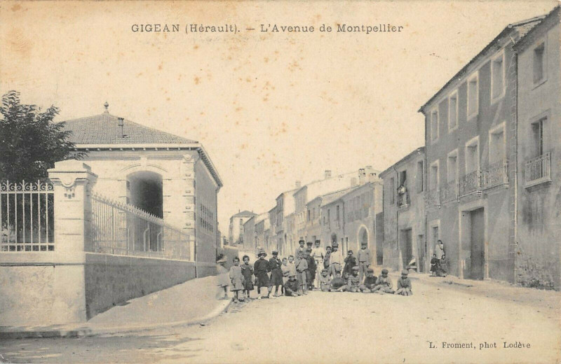 Carte postale ancienne Gigean Avenue De Montpellier (cliché pas courant à Gigean