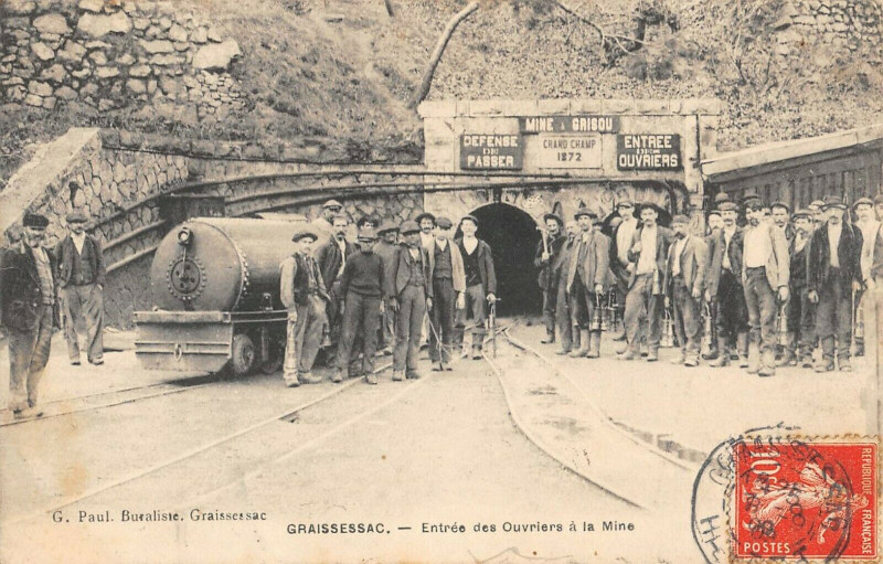 Carte postale ancienne Graissessac Entree Des Ouvriers A La Mine à Graissessac