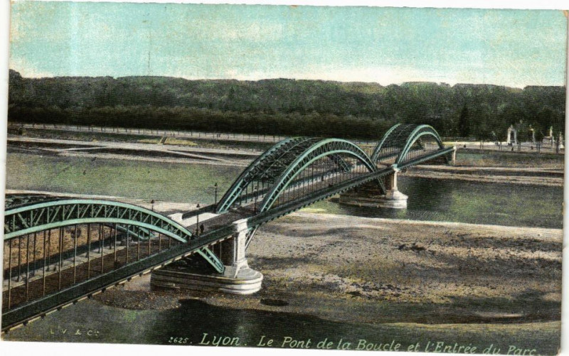 Carte postale ancienne Ed. Aqua 2625 Lyon Le Pont de la Boucle et Entrée du Parc à Lyon