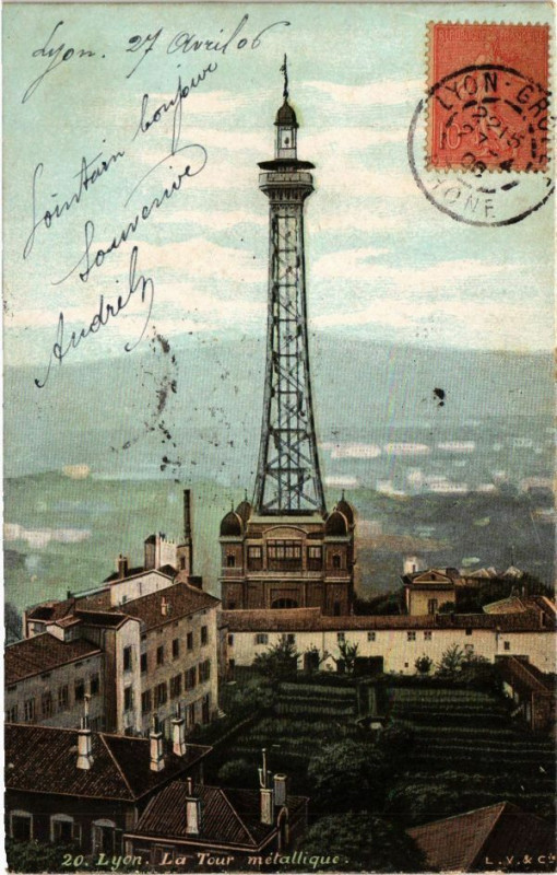 Carte postale ancienne Ed. Aqua 20 Lyon La Tour Metallique à Lyon