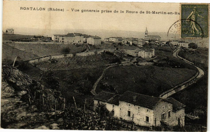Carte postale ancienne Rontalon-Vue générale prise de la Route de Saint-Martin à Rontalon