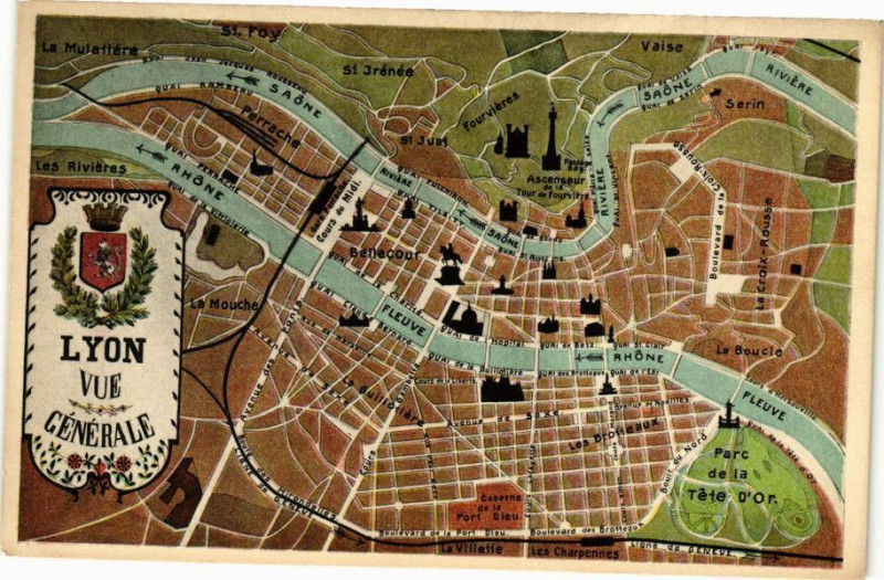 Carte postale ancienne Lyon-Vue générale à Lyon