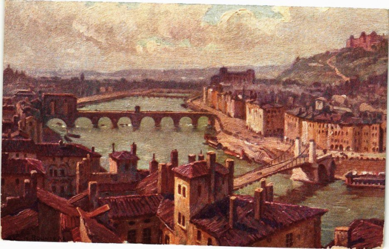 Carte postale ancienne Lyon-Panorama de la Saone en 1830 à Lyon