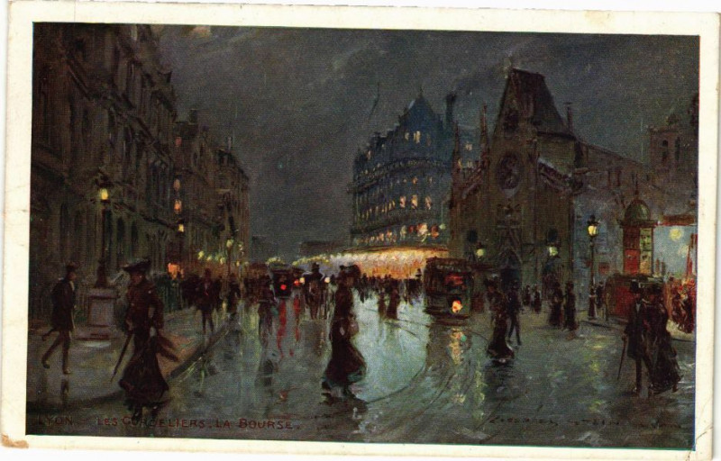 Carte postale ancienne Lyon-Les Gurdeliers la Bourse à Lyon