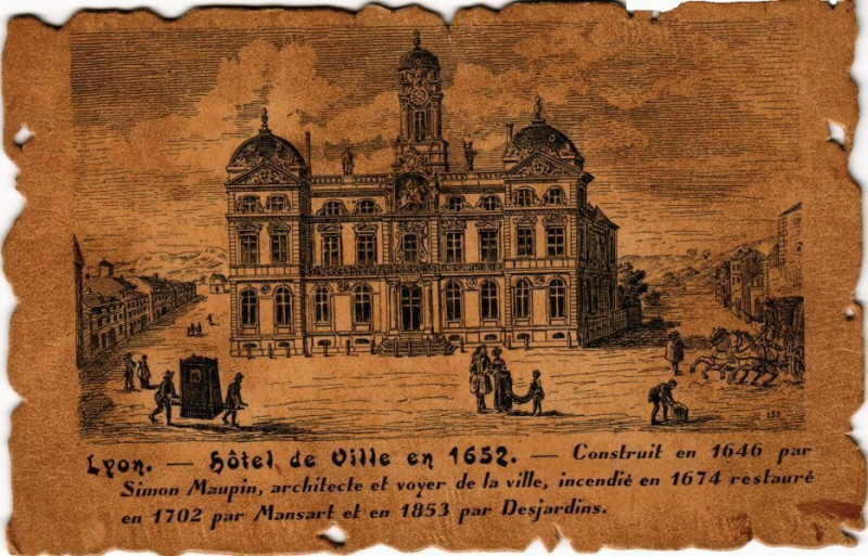 Carte postale ancienne Lyon-Hotel de Ville en 1652 à Lyon