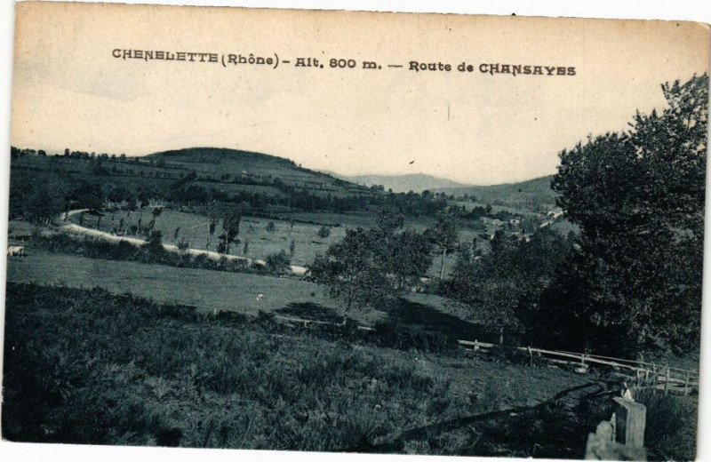 Carte postale ancienne Chenelette-Route de CHANSAYEs