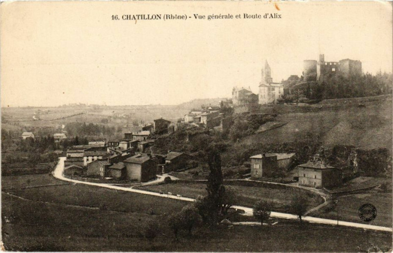 Carte postale ancienne Chatillon-Vue générale et Route d'Alix à Alix