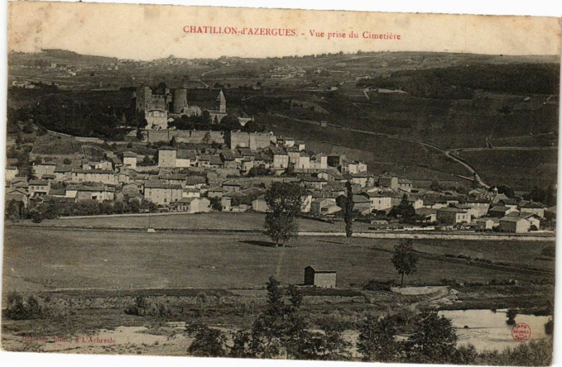 Carte postale ancienne Chatillon d'Azergues-Vue prise du Cimetiere