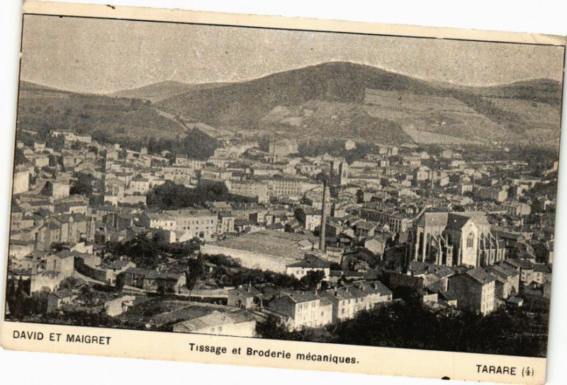 Carte postale ancienne Tarare-Tissage et Broderie mecaniques à Tarare