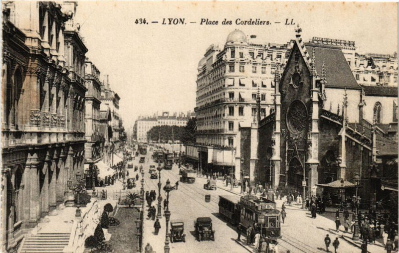 Carte postale ancienne Lyon-Place des Cordeliers à Lyon