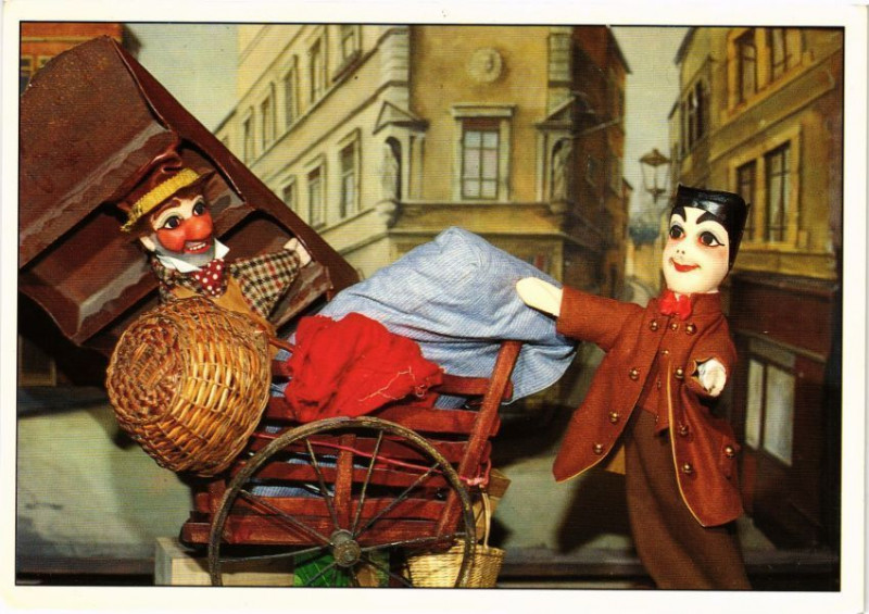 Carte postale ancienne Guignol et Gnafron Marionnettes