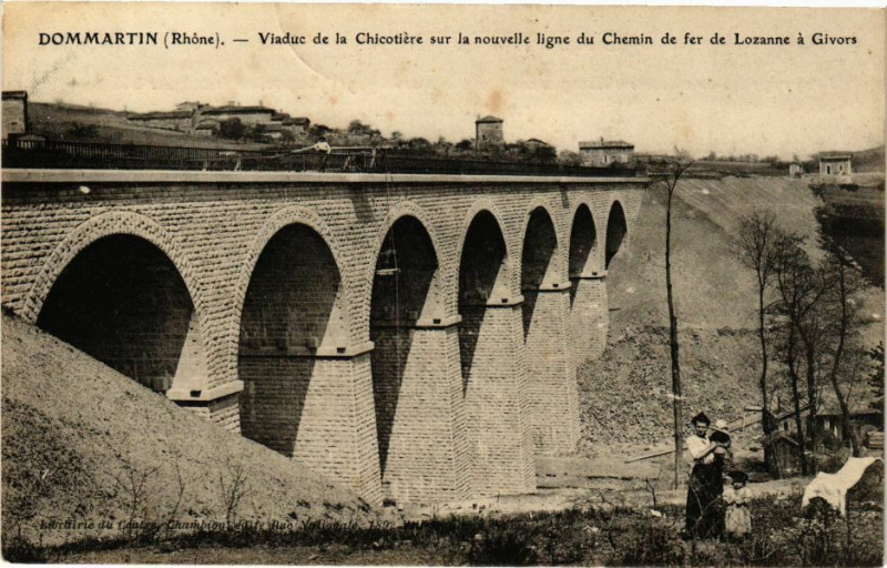 Carte postale ancienne Dommartin-Viaduc de la Chicotiere sur la nouvelle ligne du Chemin à Dommartin