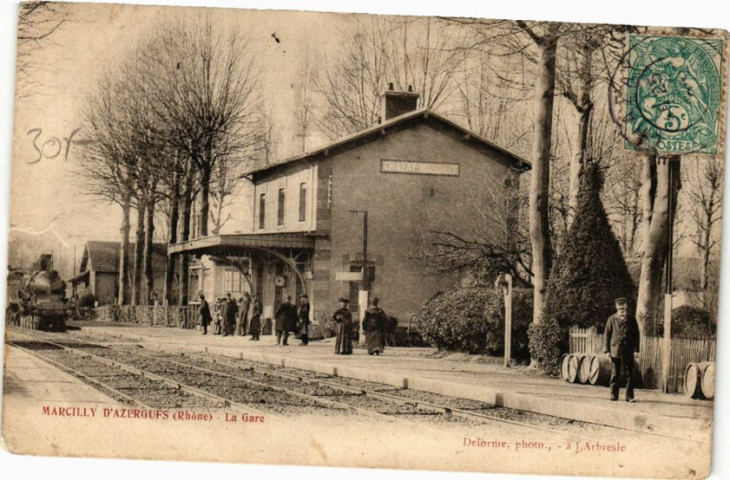 Carte postale ancienne Marcilly D Azergues - La Gare