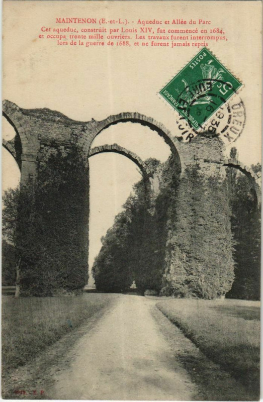 Carte postale ancienne Maintenon Aqueduc et Allee du Parc France à Maintenon