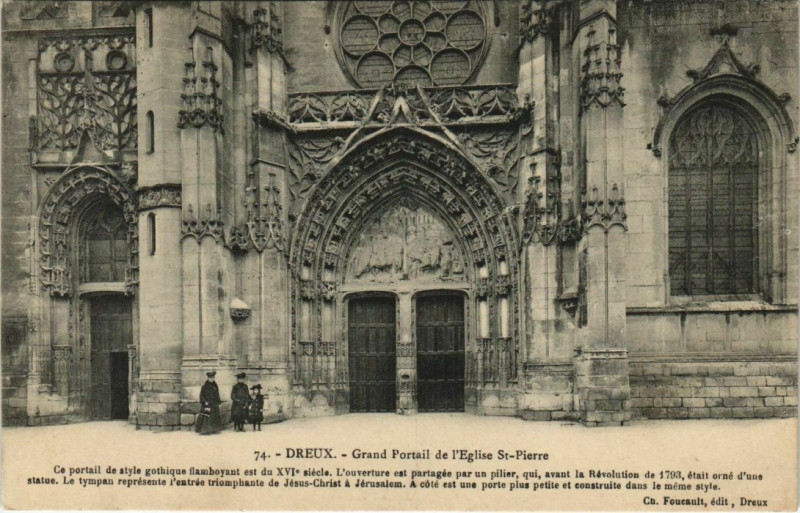 Carte postale ancienne Dreux Grand Portail de l'Eglise Saint-Pierre France à Dreux
