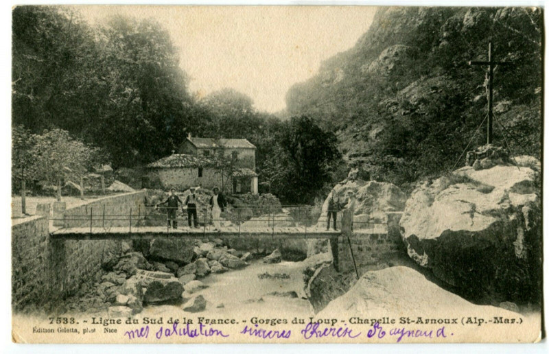 Carte postale ancienne Alpes-Maritimes Ligne Sud de la France Gorges du Loup Chapelle Saint-Arnoux