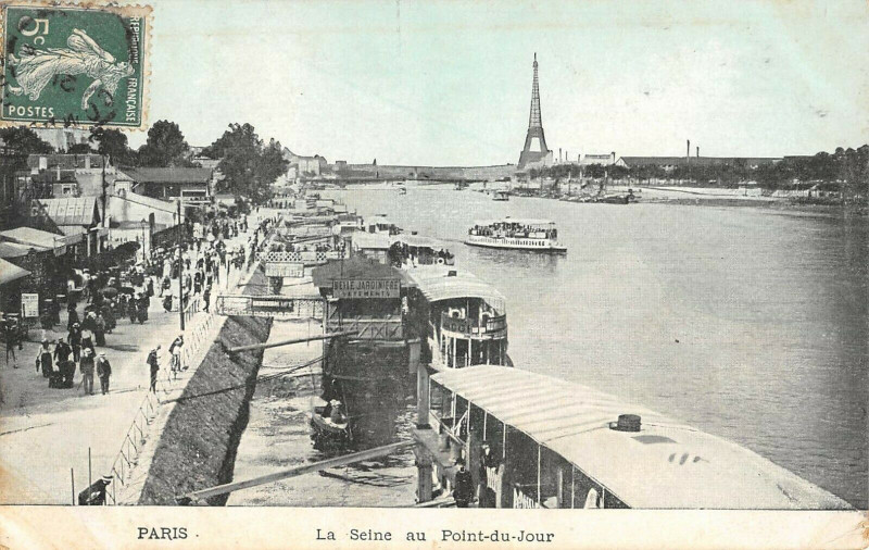 Carte postale ancienne La Seine au Point-du-Jour à Paris 16e