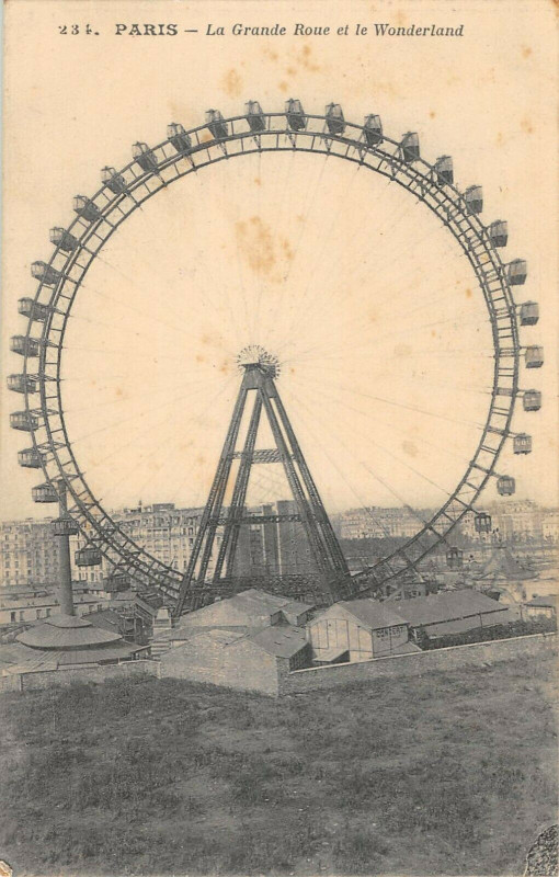 Carte postale ancienne La Grande Roue et le Wonderland à Paris 15e