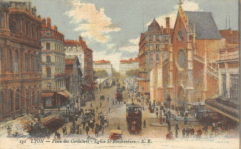 Carte postale ancienne Lyon Place Des Cordeliers à Lyon