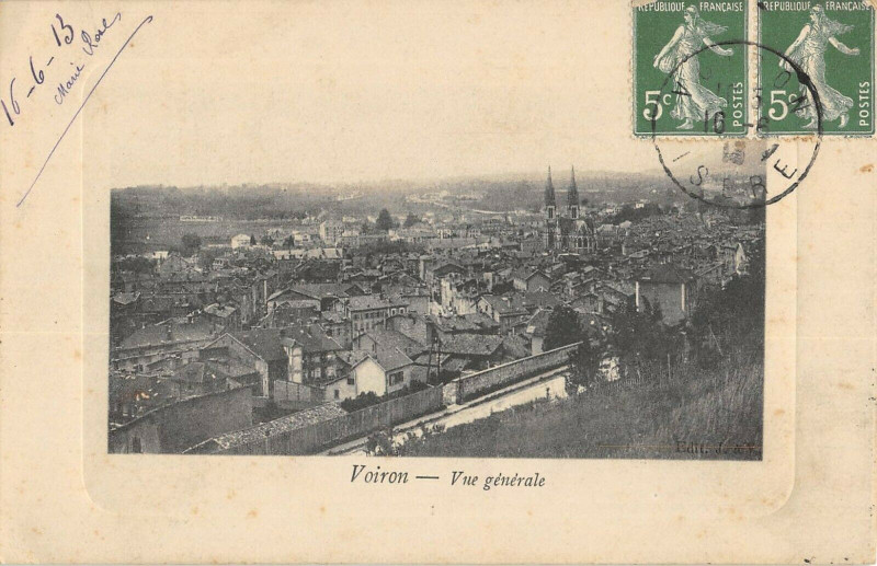 Carte postale ancienne Voiron Vue Generale à Voiron
