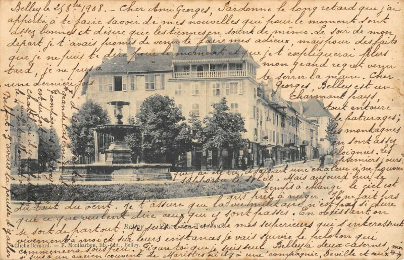Carte postale ancienne Belley Place Des Terreaux à Belley