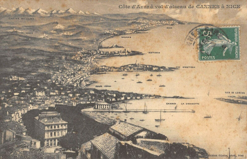 Carte postale ancienne Cote D'Azur A Vol D'Oiseau De Cannes A Nice à Cannes