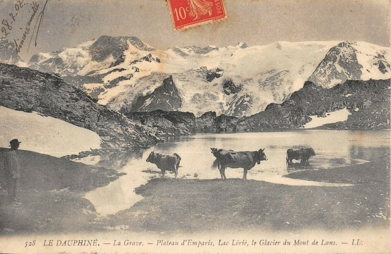 Carte postale ancienne La Grave Plateau D'Emparis Lac Lerie Glacier Mont De Lans à La Grave
