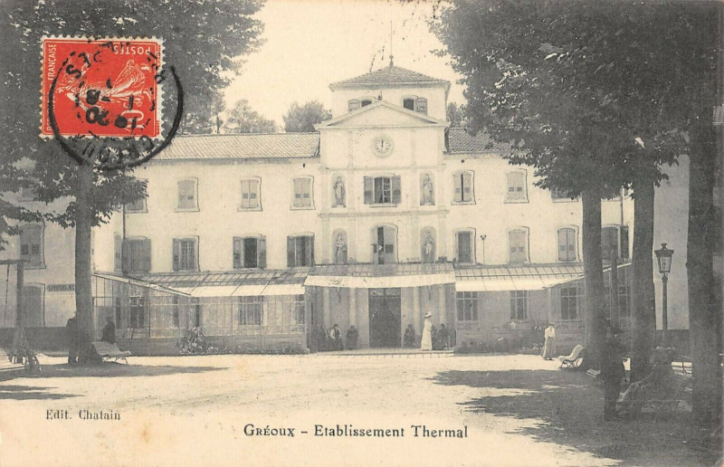Carte postale ancienne Greoux Etablissement Thermal