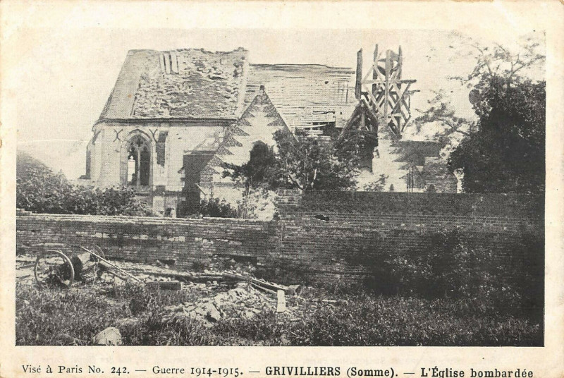 Carte postale ancienne Grivilliers Eglise