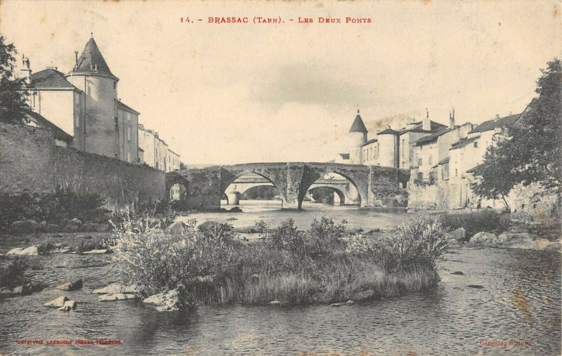 Carte postale ancienne Brassac Le Deux Ponts à Assac