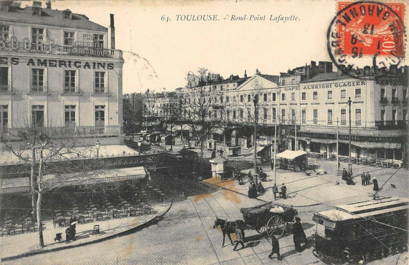 Carte postale ancienne Toulouse Rond Point Lafayette à Toulouse